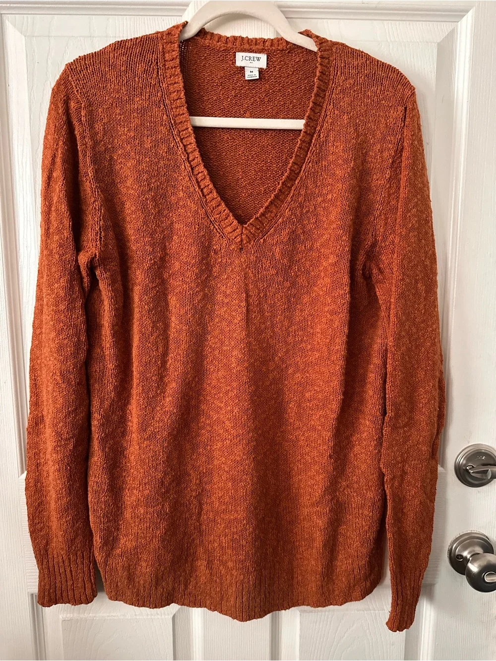J. Crew Women's V-Neck Sweater in Rust Orange